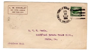 C2 Primer Día de Uso 1er Vuelo 1918 Nueva York - Filadelfia L.W. Charlat - Imagen 1 de 2