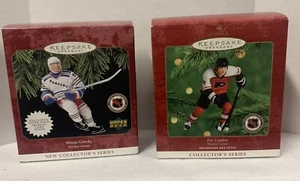 Hallmark 2 Hockey Greats Christmas Holiday Ornaments Gretzky 1997, Lindros 2000 - Picture 1 of 5