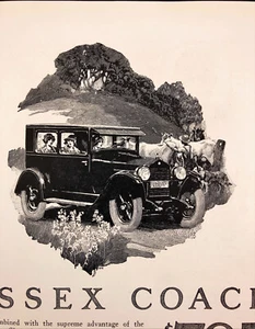 Essex Coach Cars 1925 anuncio impreso vintage Sunday Drive granjero vacas perro Detroit - Imagen 1 de 2