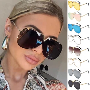 Große V Übergroße Damen Frauen Sonnenbrillen Designer Big Frame Retr % - Picture 1 of 19