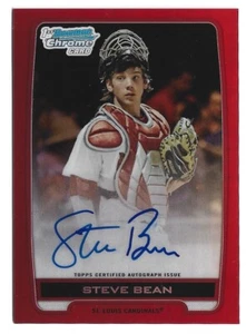 STEVE BEAN 2012 BOWMAN CHROME BASEBALL RED REFRACTOR AUTOGRAPH AUTO # 2/5 - Picture 1 of 2