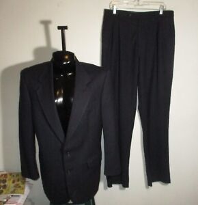 Men's OSCAR De La RENTA Blue Wool 2 Pc Suit Size 41 Long, 34X34