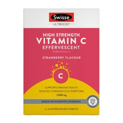 New Swisse UltiBoost High Strength Vitamin C Effervescent 60 Tablets VC 1000mg - image 1 of 3