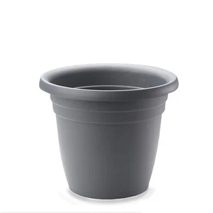 Crescent Garden In/Outdoor Emma Round Plastic Pot Planter, Charcoal, 14in - Picture 1 of 3
