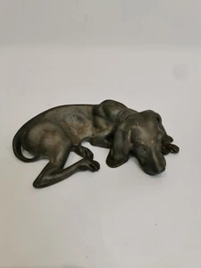 Peltro liegender Hund Figur schwer Sammlerstück - Bild 1 von 7