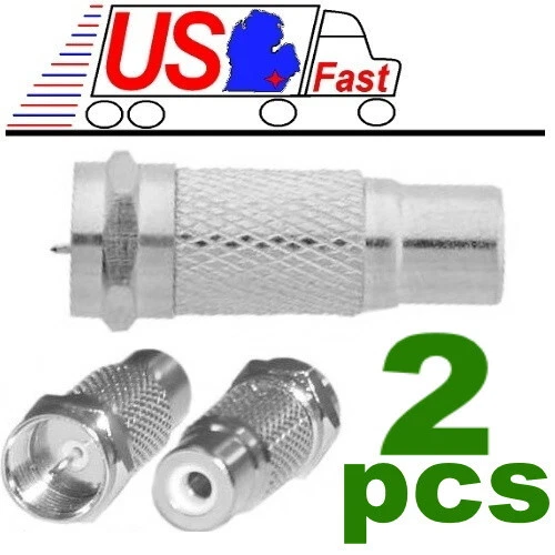 2-Pack, F-Type Coaxial Coax Plug Male to RCA Jack Female Adapter Lot2x/pcs, NEW - Image 1 of 1