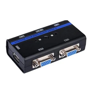 AISENS A111-0064 – KVM VGA USB Switch 1U-2PC with Cable to Control Two Cpus, Bla - Photo 1/2