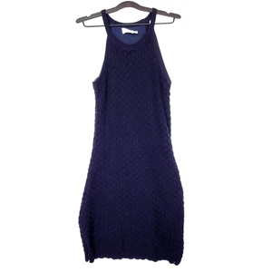 ELIZA J Halter Cut Gown Navy Blue Size LG Knitted midi soft stretchy - Picture 1 of 12