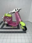 Vintage 1997 Barbie Scooter Clear Pink Glitter Green Motor Bike Vehicle Toy