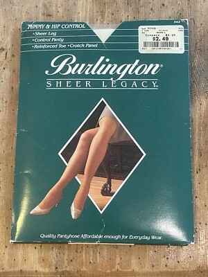 Vintage BURLINGTON Sheer Legacy PANTYHOSE #342~Small~Off-White CONTROL Panty NEW - Image 1 of 4