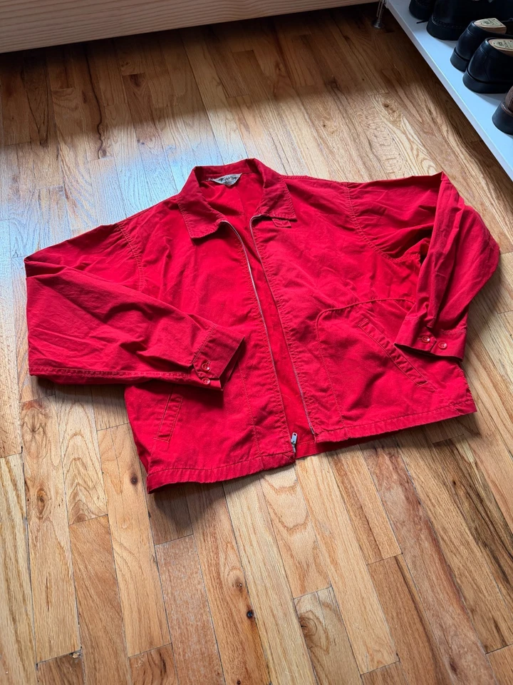 Винтажный красный Harrington куртка США сделано средний, квадратный - Изображение 1 из 4