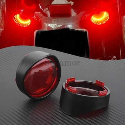 2x Turn Signal Light Red Lens Trim Visor Cover For Harley Sportster XL883 1200 - Image 1 of 4