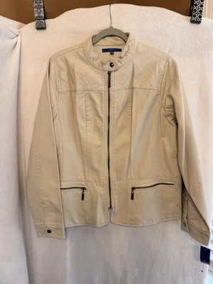 APT.9 Women’s Faux Leather Jacket Beige XL *see pics & description NWT. CL - Image 1 of 4