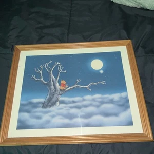 Winnie Puuh Vintage Nacht Mond Bild mit Rahmen - Bild 1 von 2
