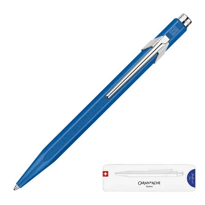 Caran d&apos;Ache 849 Colormat-X Swiss Made Metal Ballpoint Pen, Blue w/Slim - Image 1 of 4
