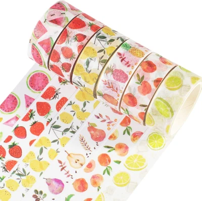 6 Rolls Washi Tape Set Plants Fruits & Floral Masking Tape Decorative for Arts,  - image 1 of 4