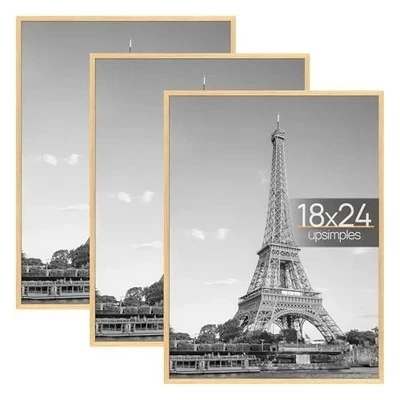 Upsimples 18x24 Picture Frame Natural 3 Pack, Scratch-Proof Poster Frames - Image 1 of 4