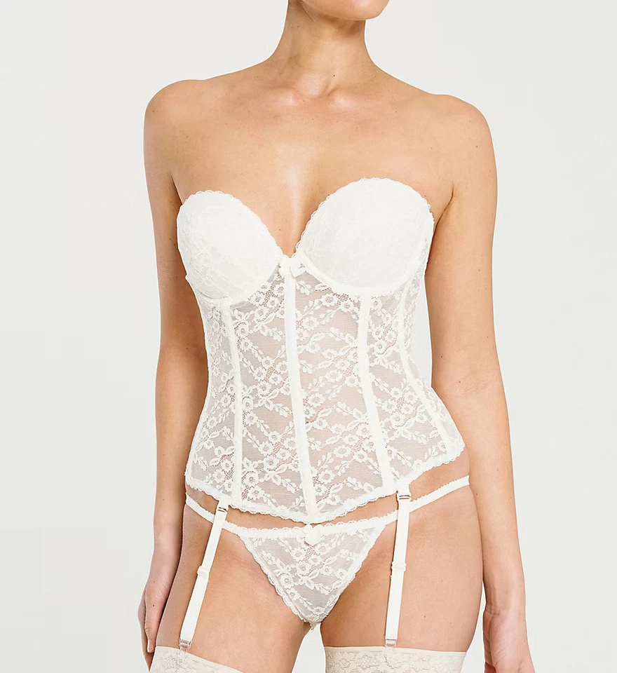 Bustiê Va Bien 7474 de renda costas baixas com ligas - Imagem 1 de 1