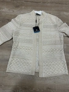 Ming Wang Small Gold Shiny Cardigan Sweater Jacket Brand New NWT - Picture 1 of 21