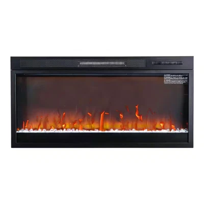 36" Modern Black Electric Fireplace Insert with Remote Control - Image 1 of 4