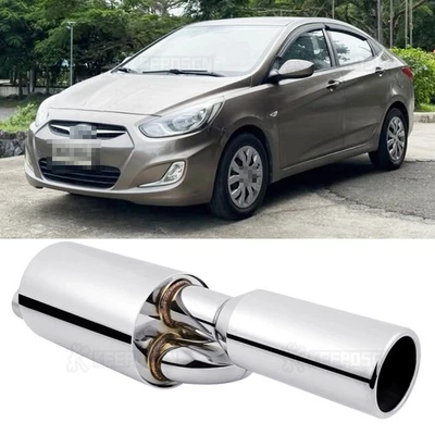 Silenciador de escape de doble bucle para Hyundai Accent 2,5" entrada 4,0" punta cromada pulida Foto 1 de 4