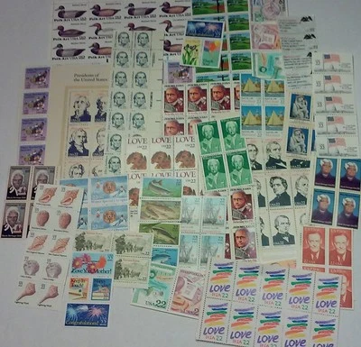Usable 100 Assorted Mixed Multiples & Singles of 22¢ US Postage Stamps FV $22.00 - Image 1 of 2
