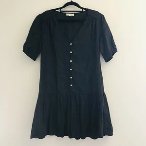 Little Lies Dress Size 8 S Women Short Sleeve Linen Mini Button Down Black - Picture 1 of 8