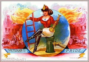 Caja de tabaco de cigarro vintage con impresión de etiqueta de bombero de orgullo veterano mujer humo - Imagen 1 de 1