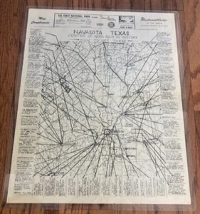 Vintage alte Stadtkarte Navasota Texas Texana Kartographie Grimes County - Bild 1 von 2