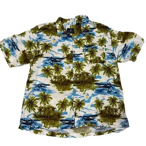 Caribbean Joe Island Print Button Shirt XL Palm Tree Hawaiian Aloha Camp Resort - Picture 1 of 9