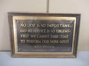 Vintage BELL SYSTEMS SAFETY CREED Framed Print Workplace Safety ORIGINAL Sign - Picture 1 of 7