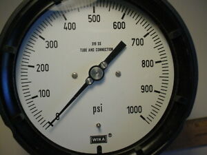 Wika pressure gauge 0-1,000 psi Stainless tube and socket 1/4" npt bottom port