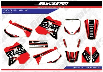 1995 1996 1997 CR 125 Graphics Kit For HONDA CR125 CR 125R R Decals Stickers MX  Foto 1 de 4