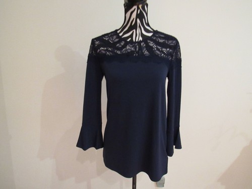 Top manica lunga nuovo NO TAG Michael Kors colore navy stile pizzo top corpo taglia:S