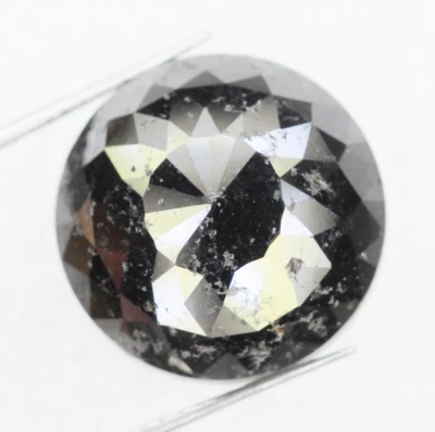 14.79 Ct Natural Loose Black Color Round Rose Cut Beautiful Engagement Diamond - Image 1 of 4