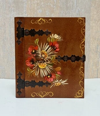 Caja de llaves de madera pintada a mano caja de llaves colgante floral 4 ganchos para llaves Foto 1 de 4