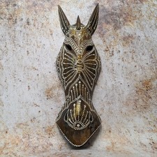 Maschera Zebra Muro in Legno da Appendere Intagliata a mano dall'aspetto rustico 50cm
