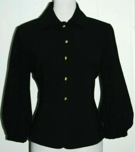 NWT $159 CAbi Black Abbott #3027 Button Front Balloon Sleeve Blazer Jacket 4 - Picture 1 of 5