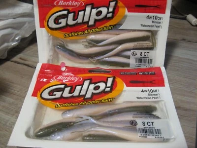 2 Packs Berkley Gulp Fishing Baits 4" Split Tail Minnow - Watermelon Pearl Color - Image 1 of 4