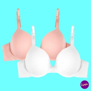 FRUIT OF THE LOOM Women's T-Shirt Bra, 2-Pack, Blushing Rose & White, UK 36B - Picture 1 of 7
