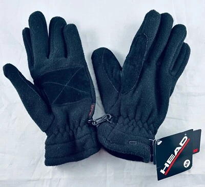 NWT HEAD 3M THINSULATE GLOVES BLACK ADULT UNISEX XS LEATHER PALM & THUMB #88226 - Image 1 of 4