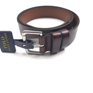 Polo Ralph Lauren Saddle Patch Brown Leather Belt Mens Size 32 - Picture 1 of 9