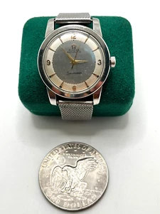 Vintage 1954 Omega Seamaster Cal.354 Mens Gold Face Watch Stainless Steel Bumper - Picture 1 of 10
