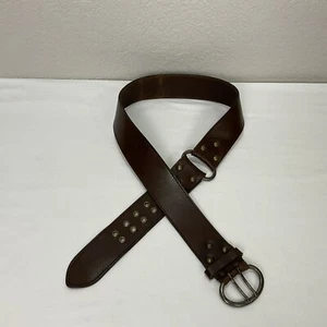 Nine West Leather Belt SZ Large Pebbled Grommet Double Hole Brown - Picture 1 of 11