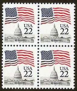 2114 Inking Error / EFO Block of 4 "Flag Over Capitol" Mint NH - Picture 1 of 1