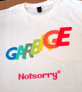 Camiseta Blanca "GARBAGE - Not Sorry" XL Letras Arco Iris Nueva TulTex - Imagen 1 de 5