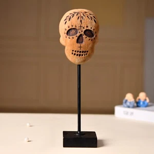 LONG SKULL Wooden/Iron Stand Indoor Table Decor for Home Office Ornament Craft - Picture 1 of 7