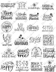 Wildflower Quotes Collage Sheet Supplies Scrapbooks Junk Journals Card Making - Picture 1 of 1