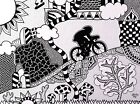 MINEIRO - Bike; 30x40in; 2017; Ink on Canvas; Brazilian Artist