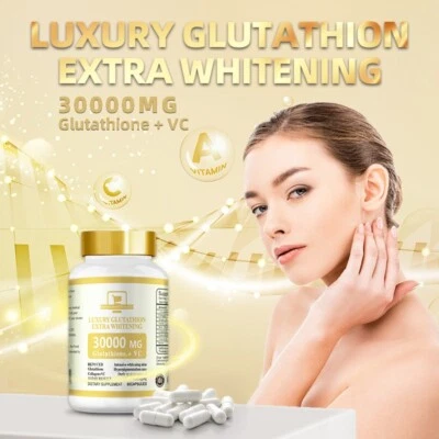 HERTFORD GENERAL STORES 2 Pack Glutathione 30000mg + Collagen Capsules - Skin Brightening & Whitening